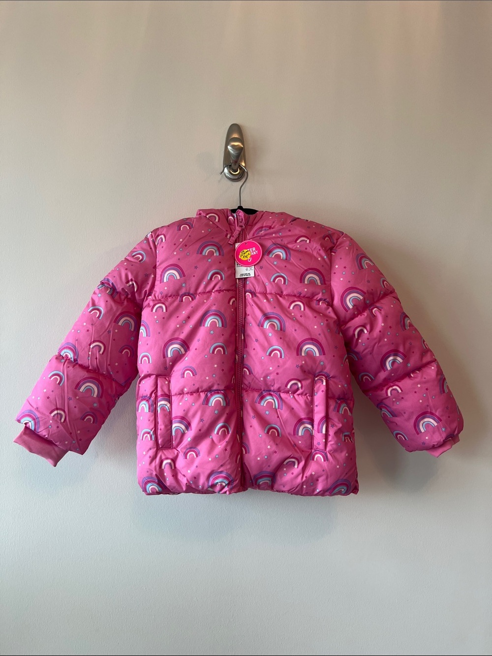 The Children’s Place Girls Pink Rainbow Puffer Jacket